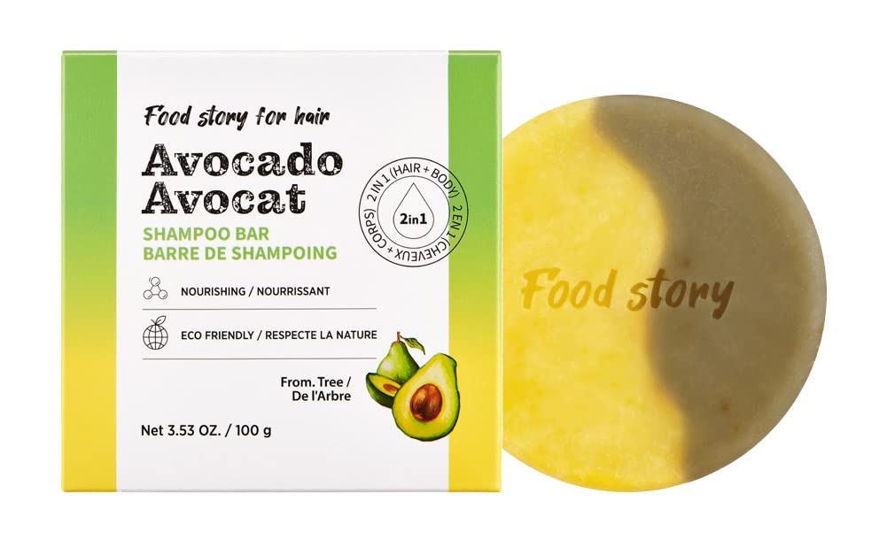 Food Story For Hair Avocado Shampoo Bar - Vegan, Low Ph, Sulfate-Free For Dry Scalp & Hair