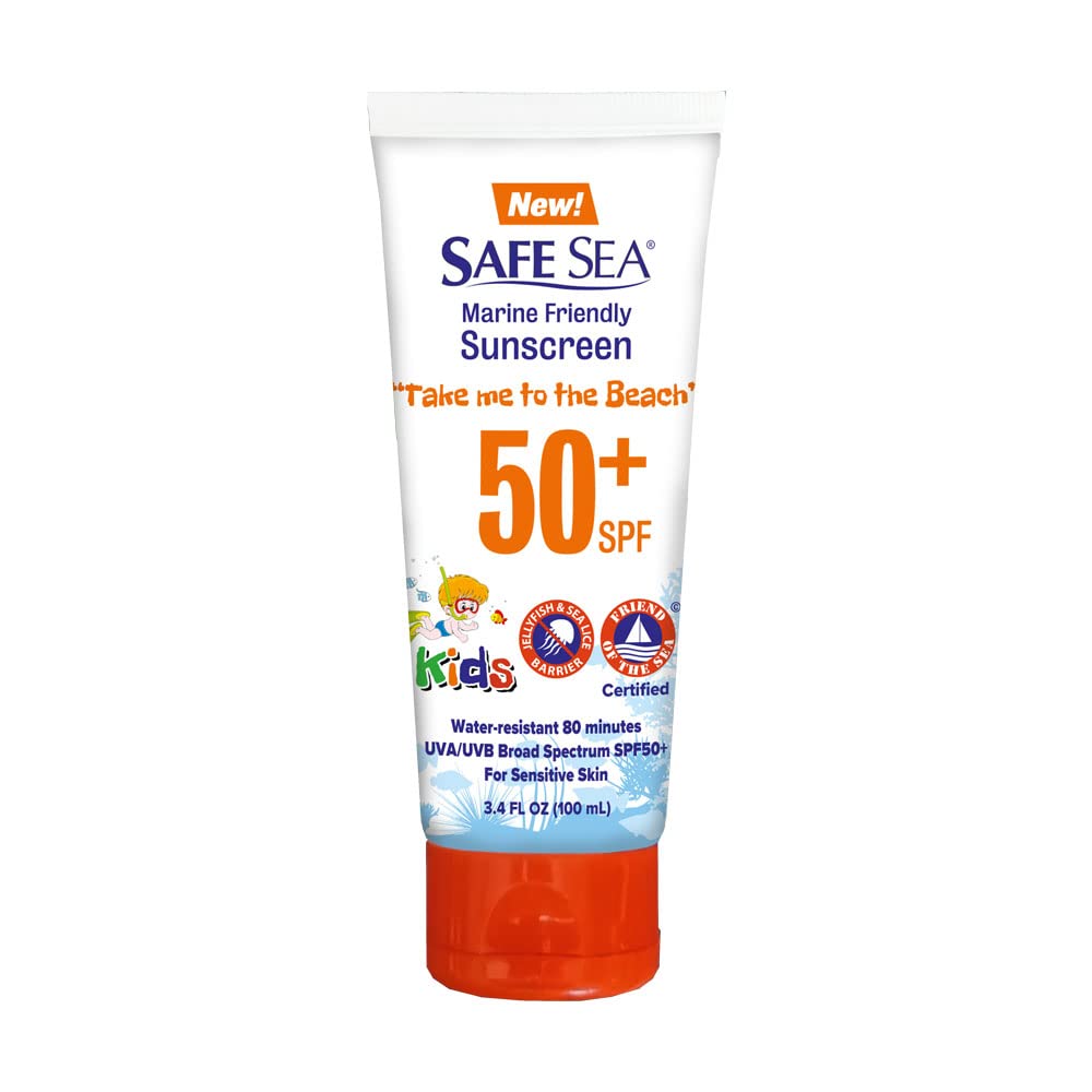 Safe Sea Spf50+ Kids Sunscreen Travel Size 3.4 Oz, Anti-Jellyfish, Coral Reef Safe