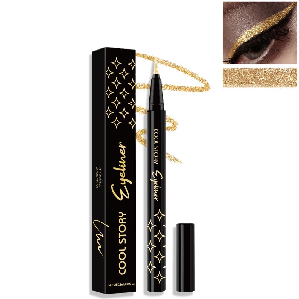 Beuking Glitter Liquid Eyeliner - Pearlescent, Waterproof, Ultra-Fine, Long-Lasting, 0.6