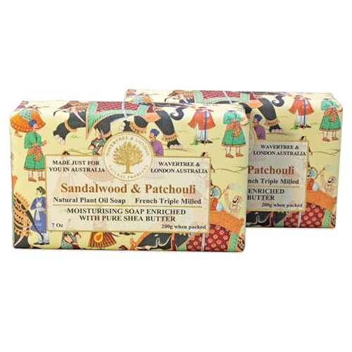 Wavertree & London Sandalwood & Patchouli Soap Bars, 7Oz, Moisturizing & Triple Milled, 