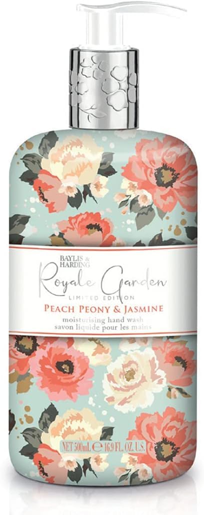 Baylis & Harding Royale Garden Liquid Hand Soap With Dispenser, Peach Peony & Jasmine, 16.9Oz