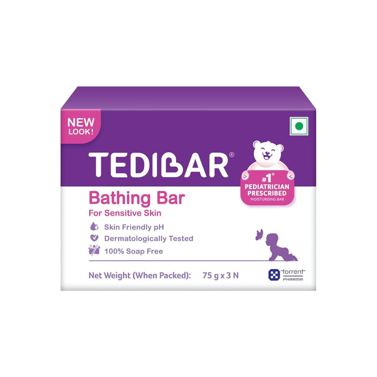 Tedibar Bathing Bar, Pink - 75G X 3 Pack, Gentle Cleansing For Kids' Skin