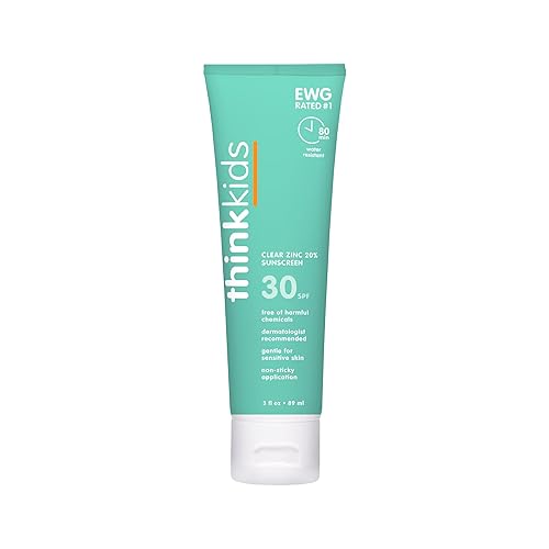 Think Kids Mineral Sunscreen Spf 30, Clear Zinc Oxide, Reef Safe, 3 Fl Oz, Broad Spectrum Uva/Uv