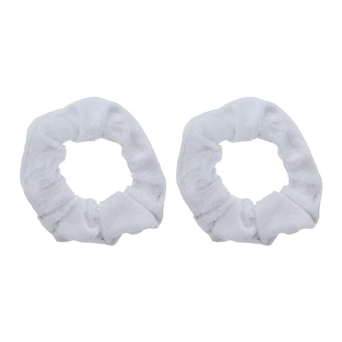 Motique Accessories Velvet Solid Scrunchies - 2 Pack, White Hair Ties for Women