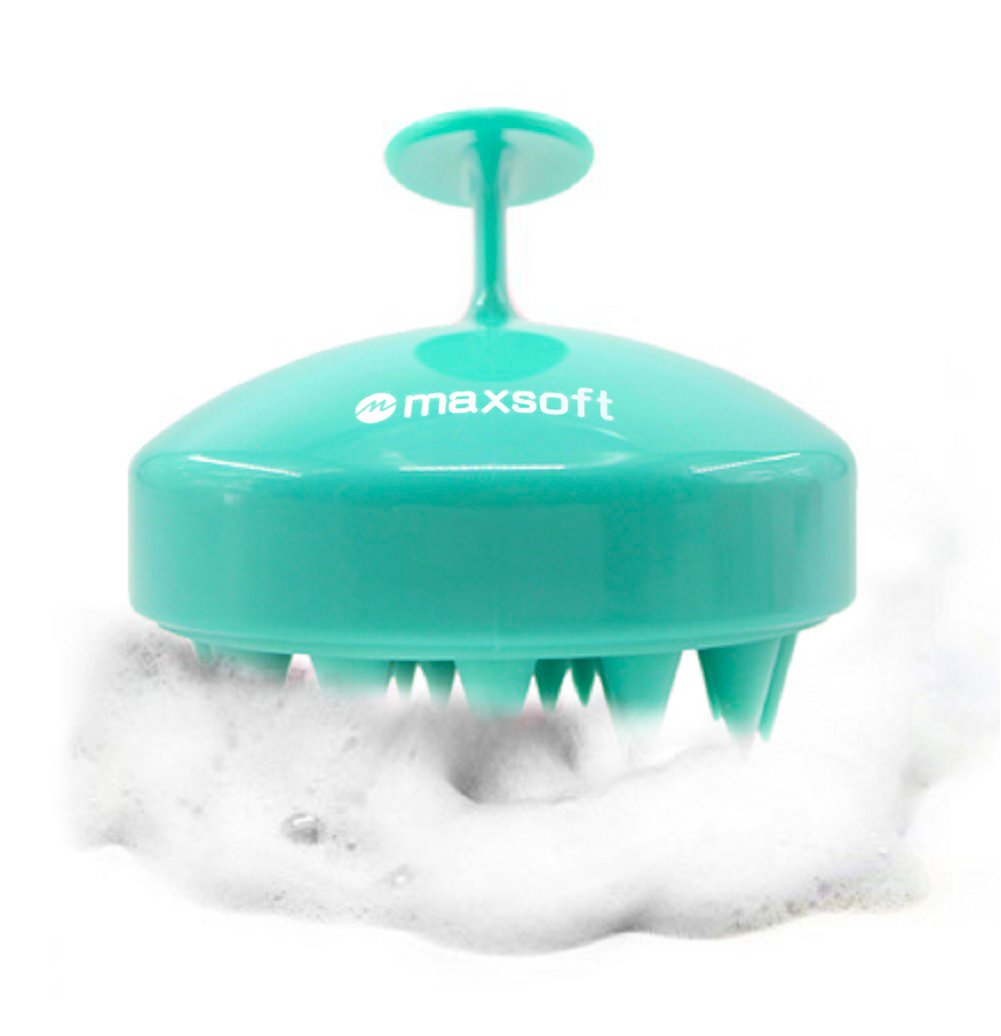 MAXSOFT Hair Scalp Massager Brush - Silicone Shampoo Brush for Scalp Care, Light Green