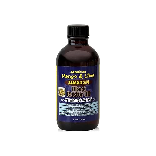 Jamaican Mango & Lime Vitamins Ade Black Castor Oil, 4 Fl Oz - Nourishes Scalp & Skin, Prevents Break