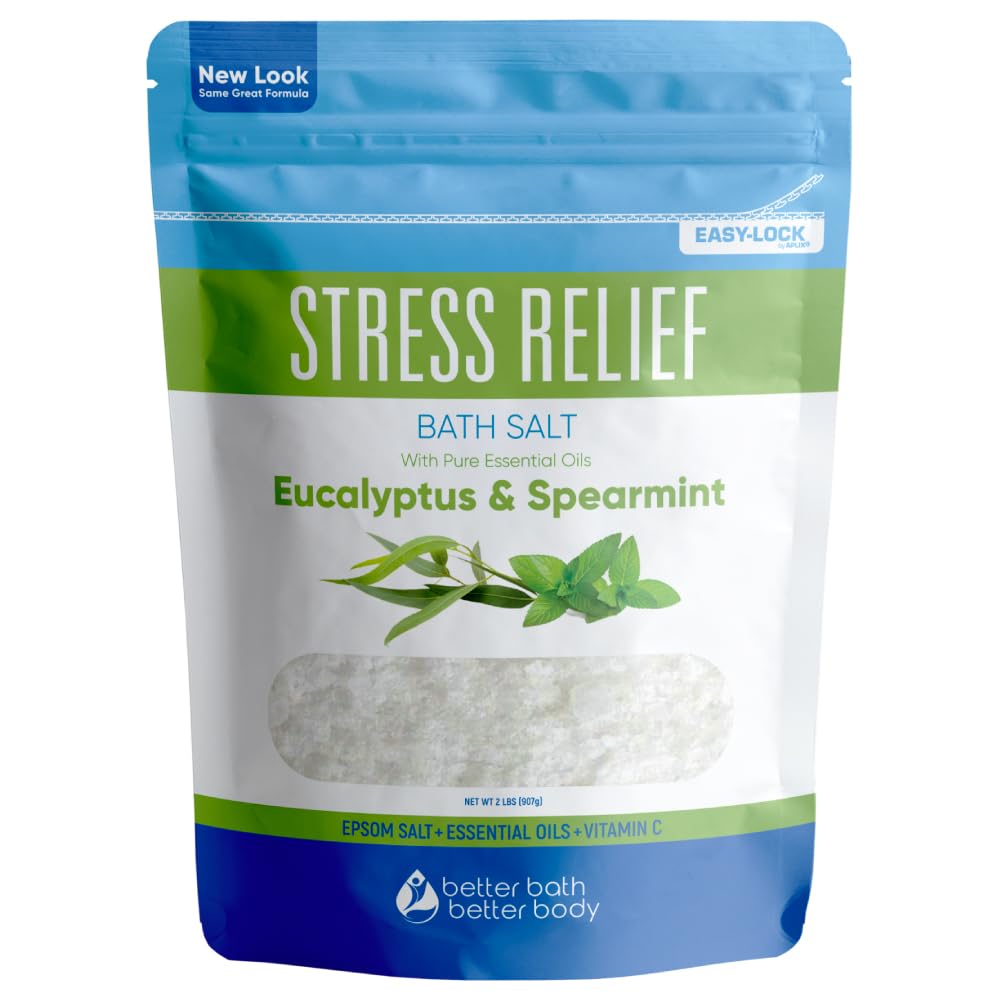 Better Bath Better Body Stress Relief Bath Salt 32Oz Epsom Salt With Spearmint & Eucalyptus