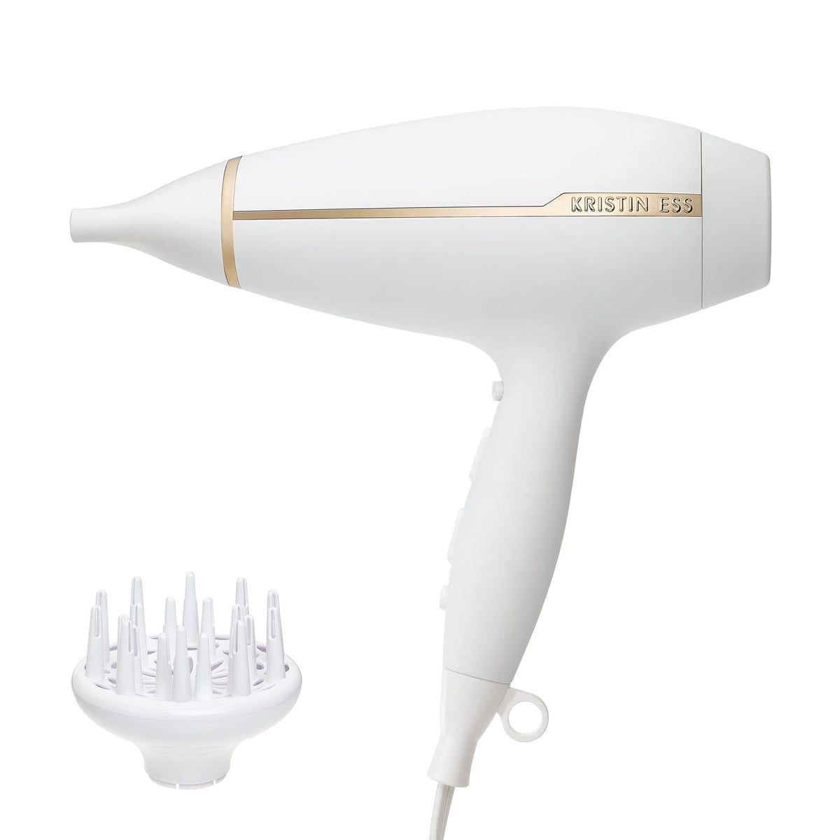 Kristin Ess Hair Dryer - 1875W Ionic Professional Blow Dryer with Diffuser & Smoothing Nozzle