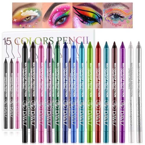 Meilury 15 Colorful Eyeliner Pen Set - Waterproof Metallic & Glitter Eye Shadow For Women