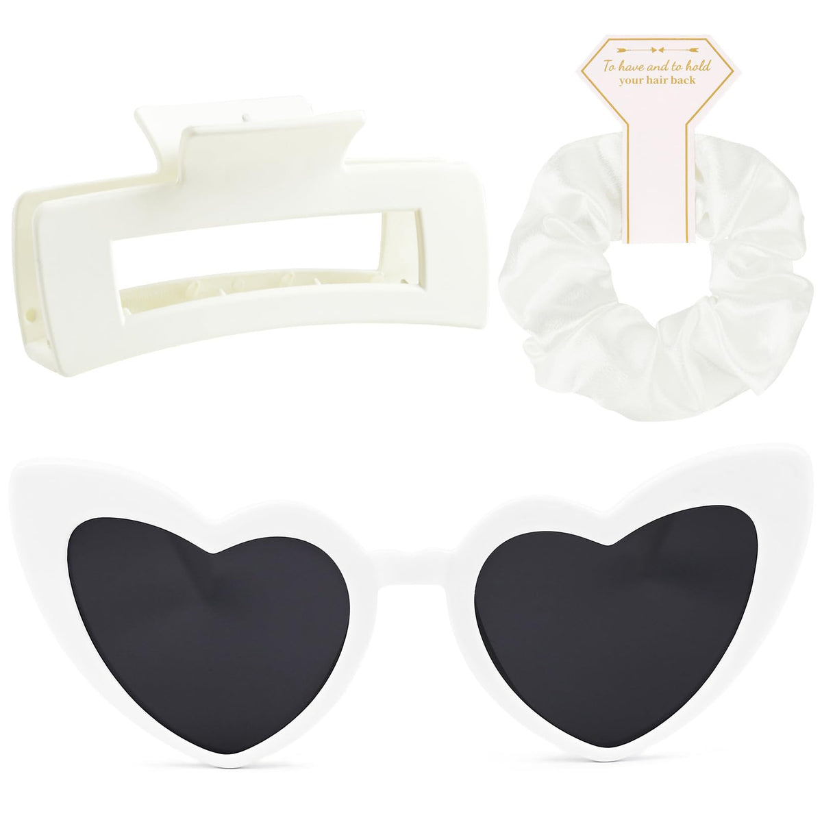 Aileam Bridal Shower Gift Set - Bride Hair Clip, Claw Clip, Scrunchies & Sunglasses