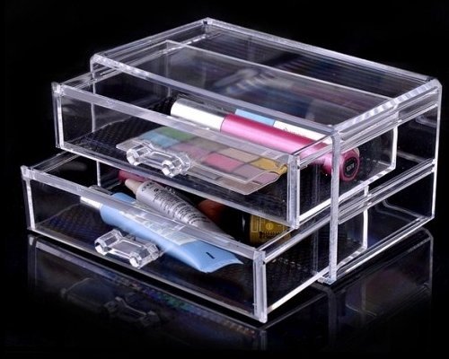 Beauty Acrylic Luxury Clear Makeup Organizer Box With 2 Drawers - Stylish Cosmetic Storage