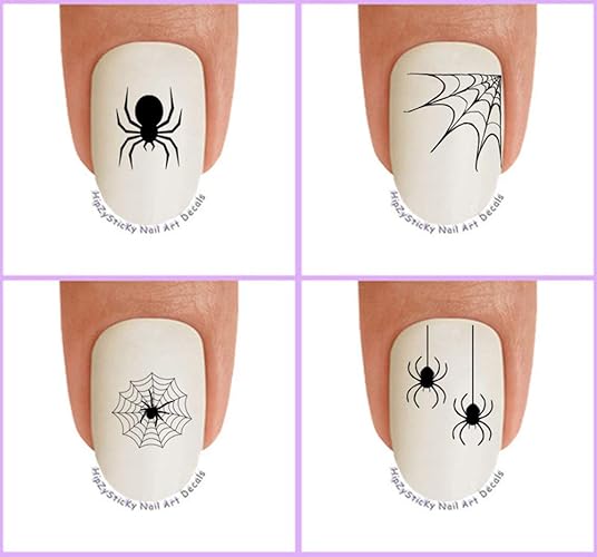 Hipzysticky Nail Art Decals 40Pc Halloween Spiders & Webs - Salon Quality Waterslide Stickers