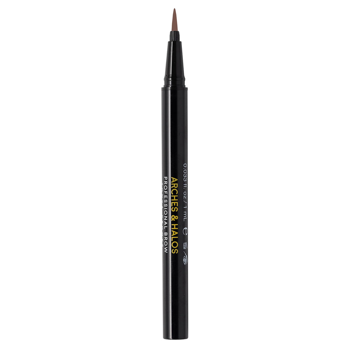 Arches & Halos Dark Brown Fine Bristle Tip Pen - Waterproof, Long Lasting Eyebrow Formula 0.02 Oz