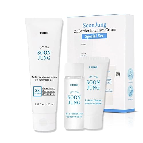 Etude Soonjung 2X Barrier Cream Set - Moisturizing Cream, Relief Toner & Foam Cleanser