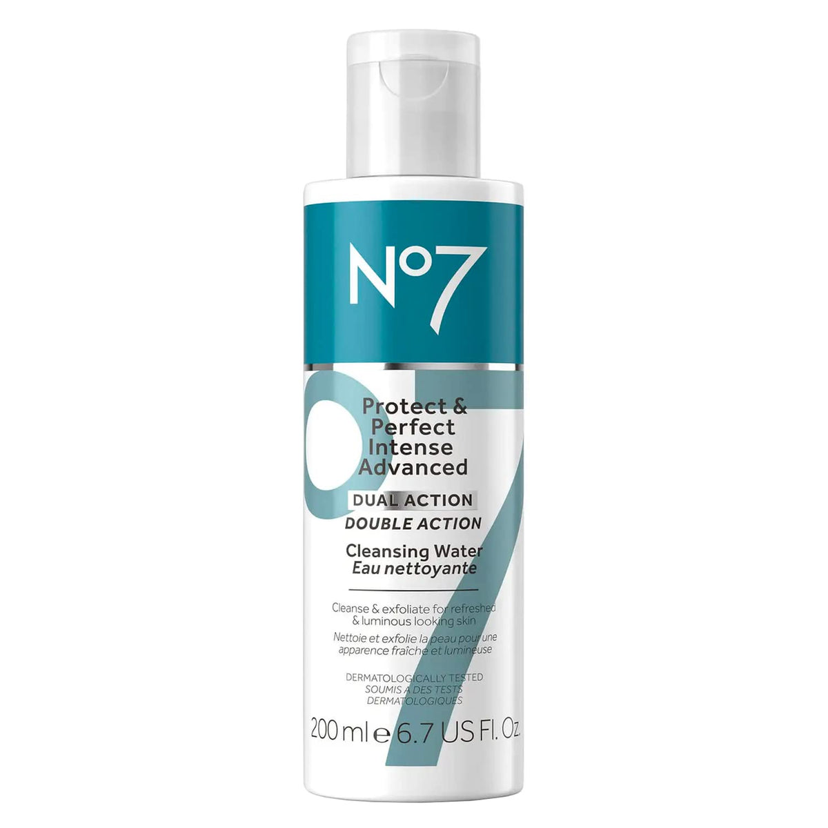 No7 Protect & Perfect Intense Cleansing Water - Dual Action Facial Cleanser & Makeup Remover 6.7Oz