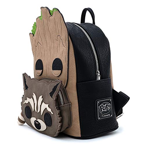 Loungefly Groot and Rocket Pop Backpack - Brown Faux Leather, One Size