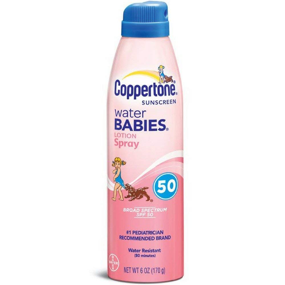 Coppertone Water Babies Spf 50 Sunscreen Spray - 6 Oz, Pack Of 2, Quick Cover, White