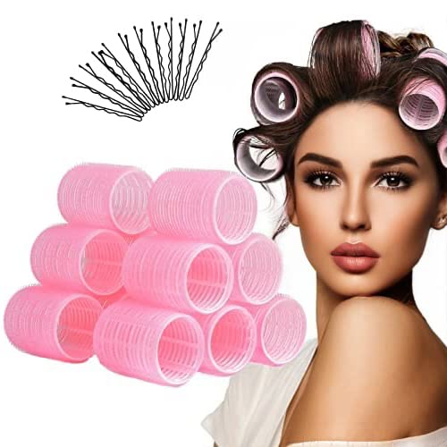 Bevisun Hair Rollers - 12 Pack Self Grip Curlers for Women, Large Salon Hairdressing Tools