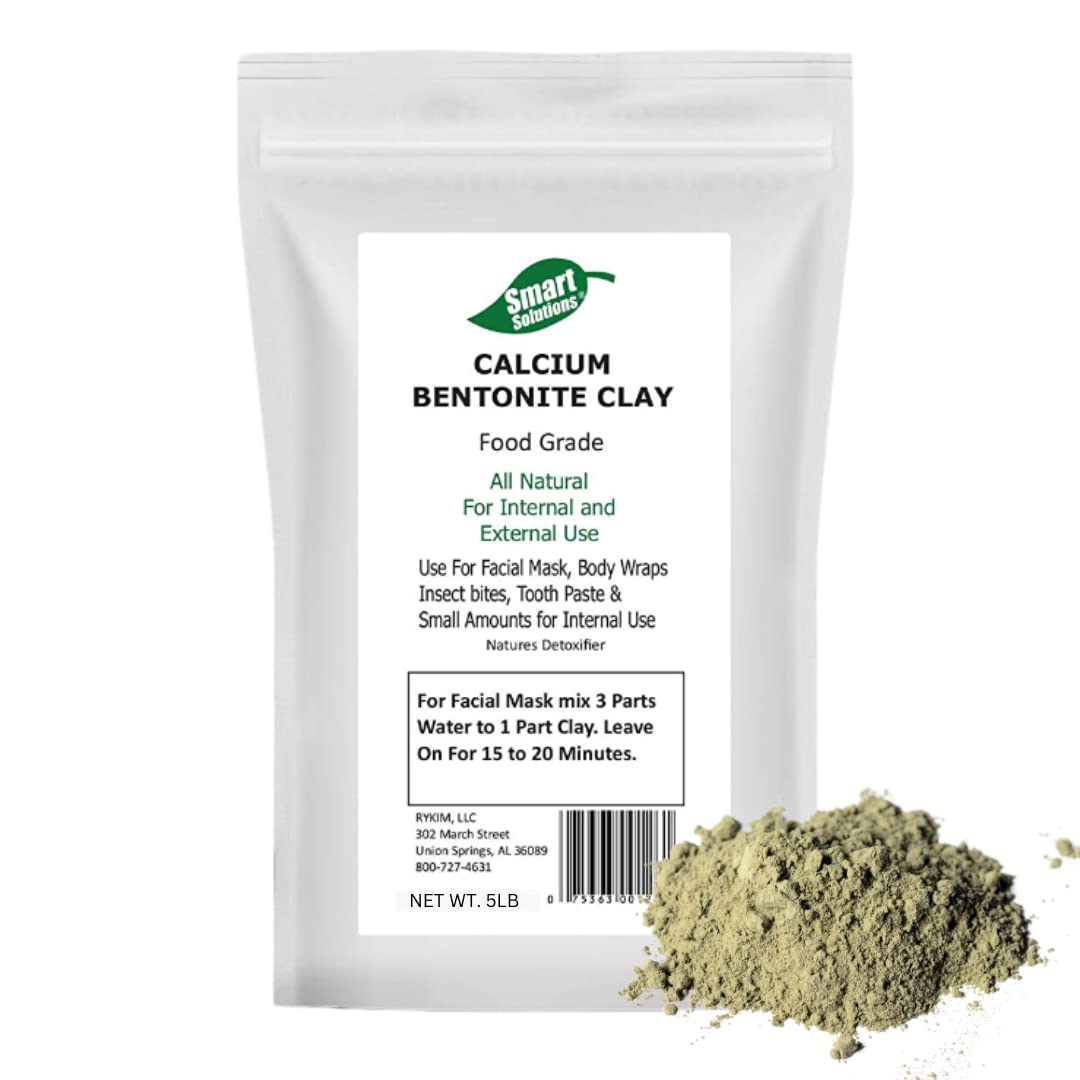 Smart Solutions Calcium Bentonite Clay 5 Lb - Pure Indian Healing Clay For Detox & Diy Treatments