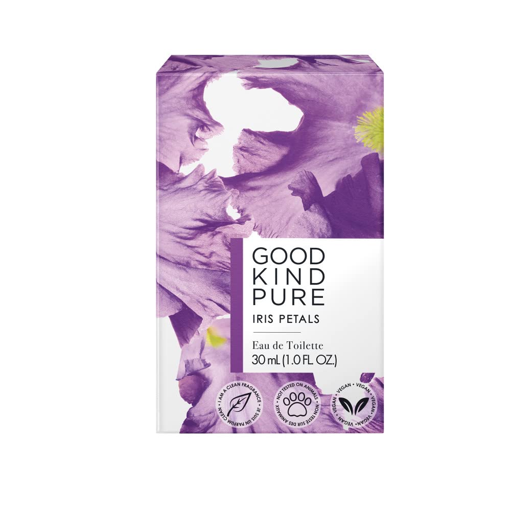 Good Kind Pure Iris Petals Eau de Toilette Spray, 1 Fl Oz - Woody Floral Fragrance with Nectarine Blossom & Soft Amber Woods, Vegan & Long-Lasting