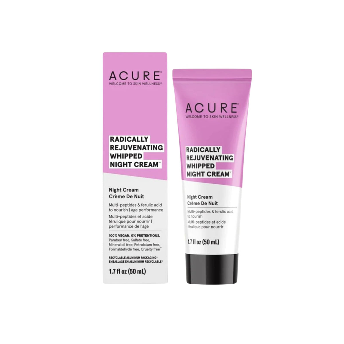 Acure Radically Rejuvenating Night Cream - Anti-Aging, Multi-Peptides, Vitamin C, 1.7 Fl Oz