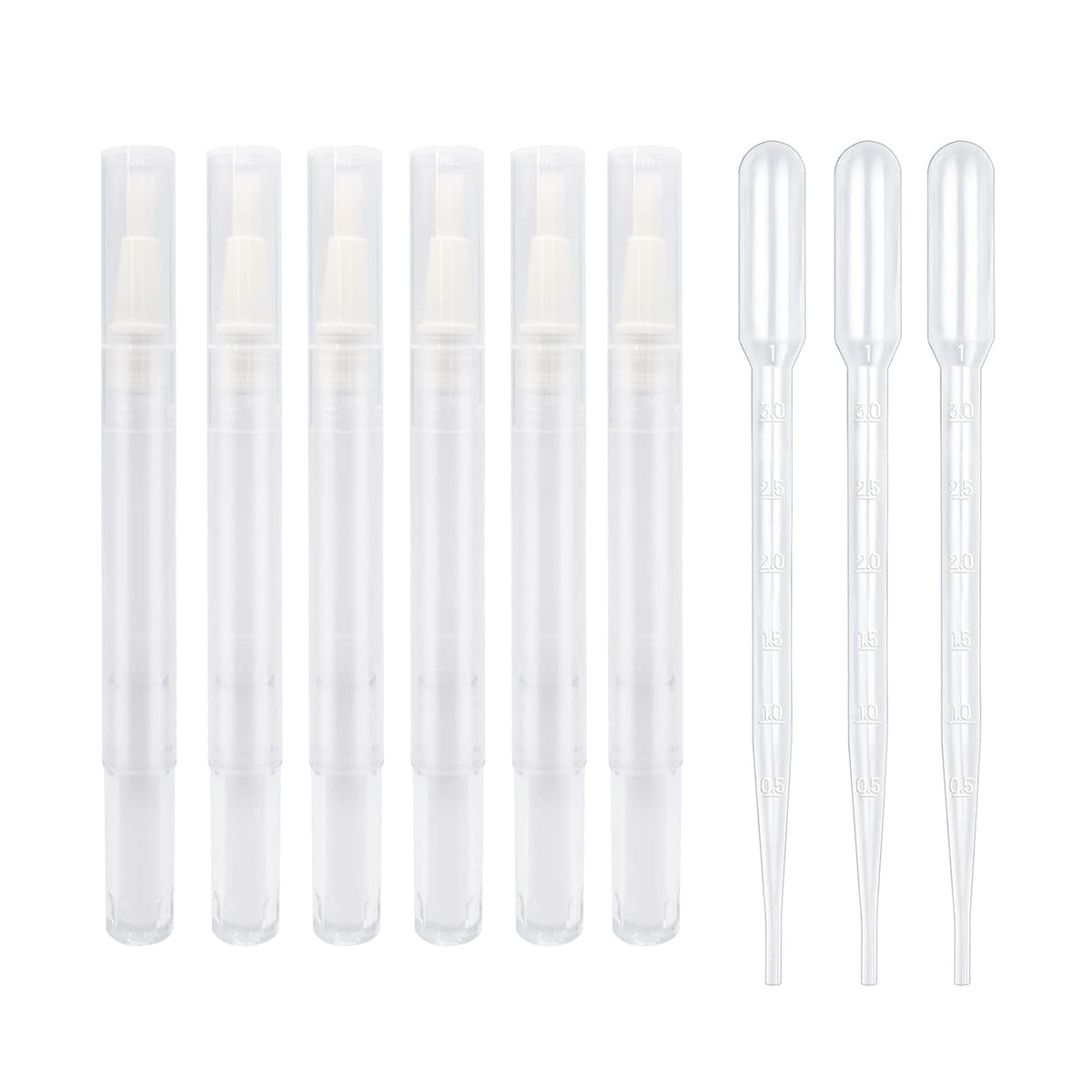 Blingkingdom 6Pcs Cuticle Oil Pen Set With Pipettes & Brush Tip - Ideal For Nail & Lip Care