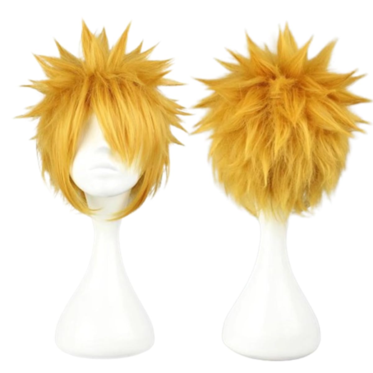 Cosplaza Short Spiky Blonde Gold Wig - Anime Costume Party Hair, High-Temperature Fiber