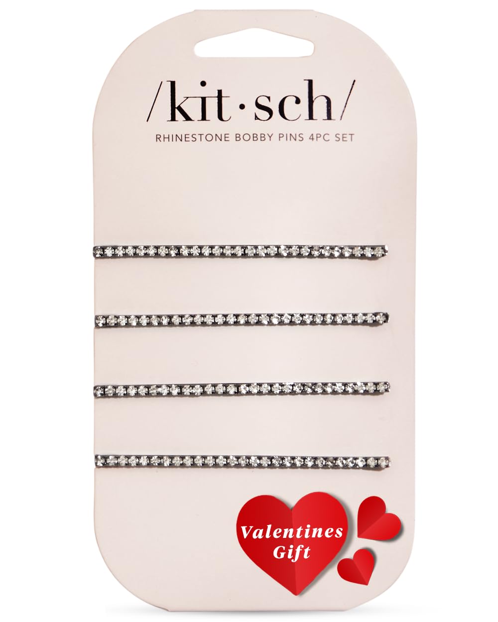 Kitsch Extra Long Rhinestone Bobby Pins - Stylish Hair Pins For Women, Set Of 4 Hematite