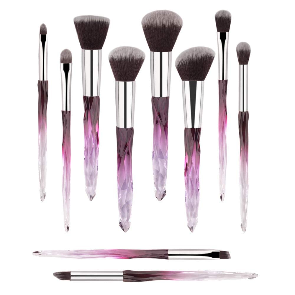 Daxstar 10Pcs Makeup Brush Set - Soft Bristles For Eyeliner, Eyebrow, Lip Contour (Purple)