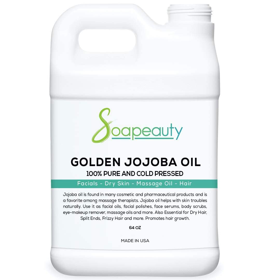 Soapeauty 100% Natural Golden Jojoba Oil - Cold Pressed, 64 Fl Oz for Skin & Hair Growth