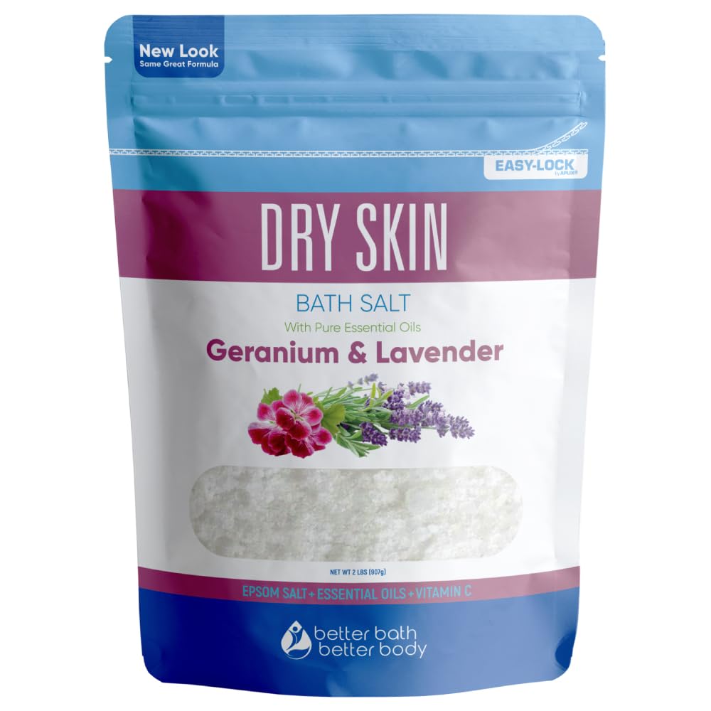 Better Bath Better Body Dry Skin Bath Salt 32Oz - Epsom Salt With Geranium & Lavender Oils