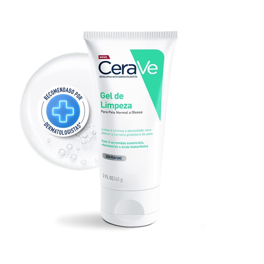 Cerave Gel De Limpeza Facial Oleosa Com Ácido Hialurônico E Niacinamida 60G