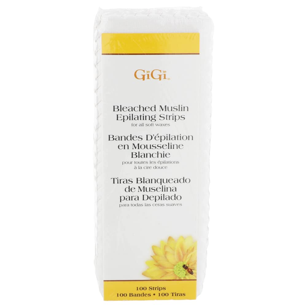 Gigi Bleached Muslin Epilating Strips For Hair Waxing, 100 Count, Small Size