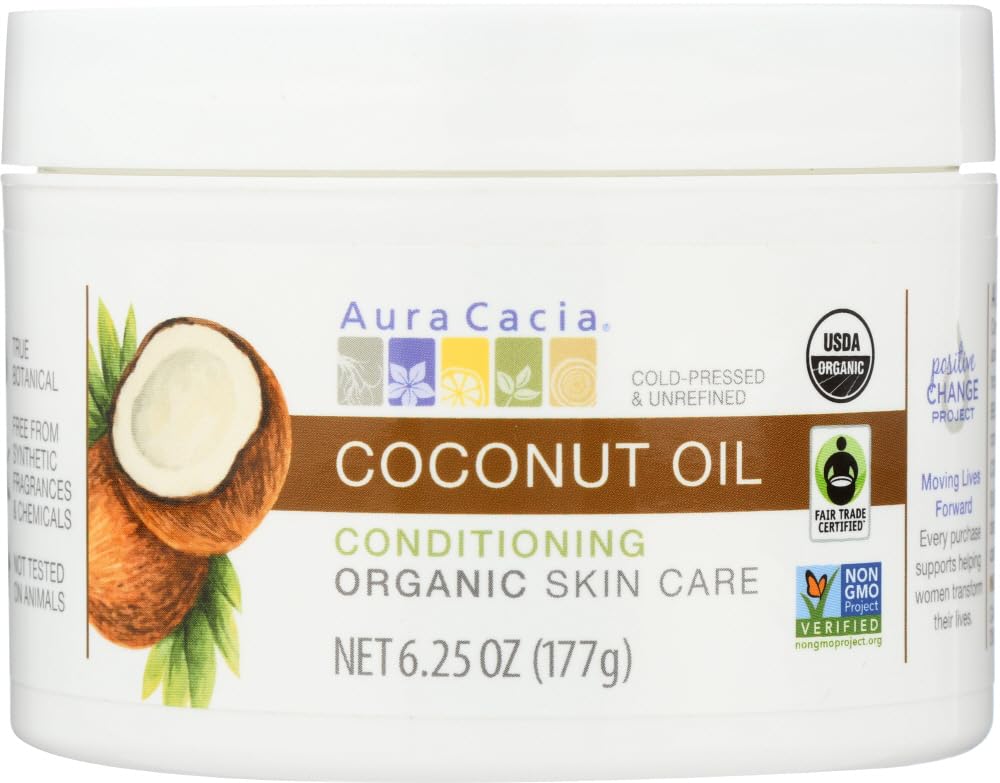 Aura Cacia Organic Unrefined Coconut Oil, Fair Trade, 6.25 Fl. Oz., Cocos Nucifera