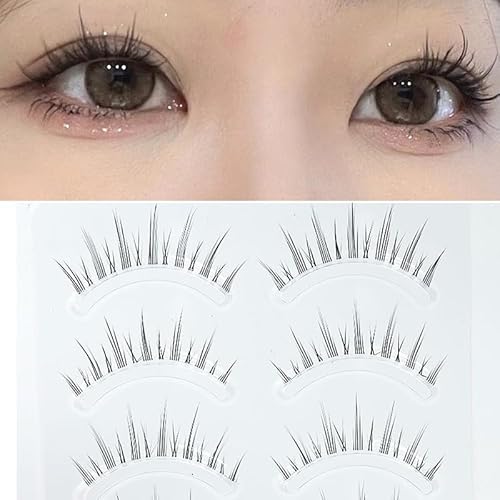 Lasgoos Natural Look Fake Eyelashes - 5 Pairs Cross Lashes With Clear Band For Daily Makeup