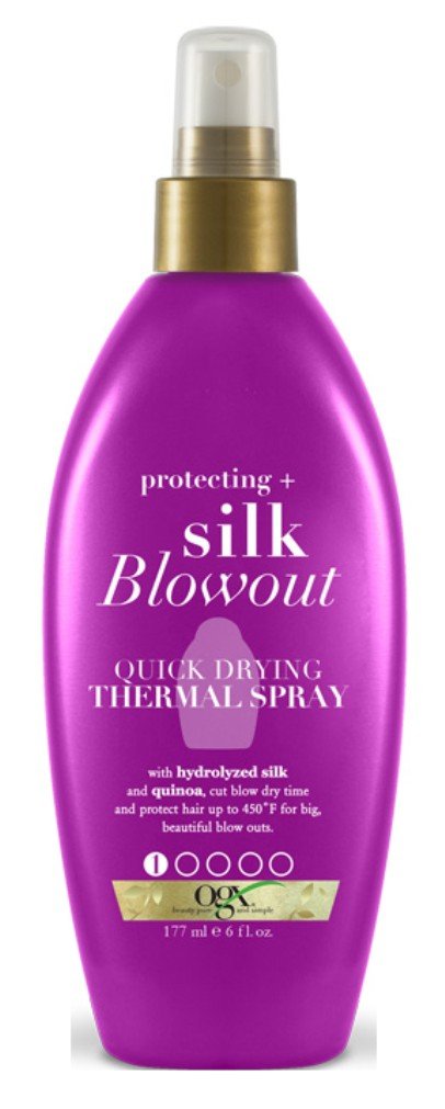 Ogx Silk Blowout Thermal Spray, 6 Ounce Pump, 3 Pack - Frizz Control & Heat Protection