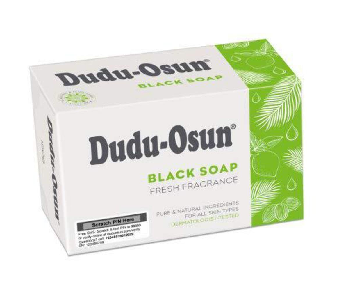 DUDU OSUN Black Soap - Fresh Fragrance, Dark Brown, 5.29 oz, Natural Skin Cleanser