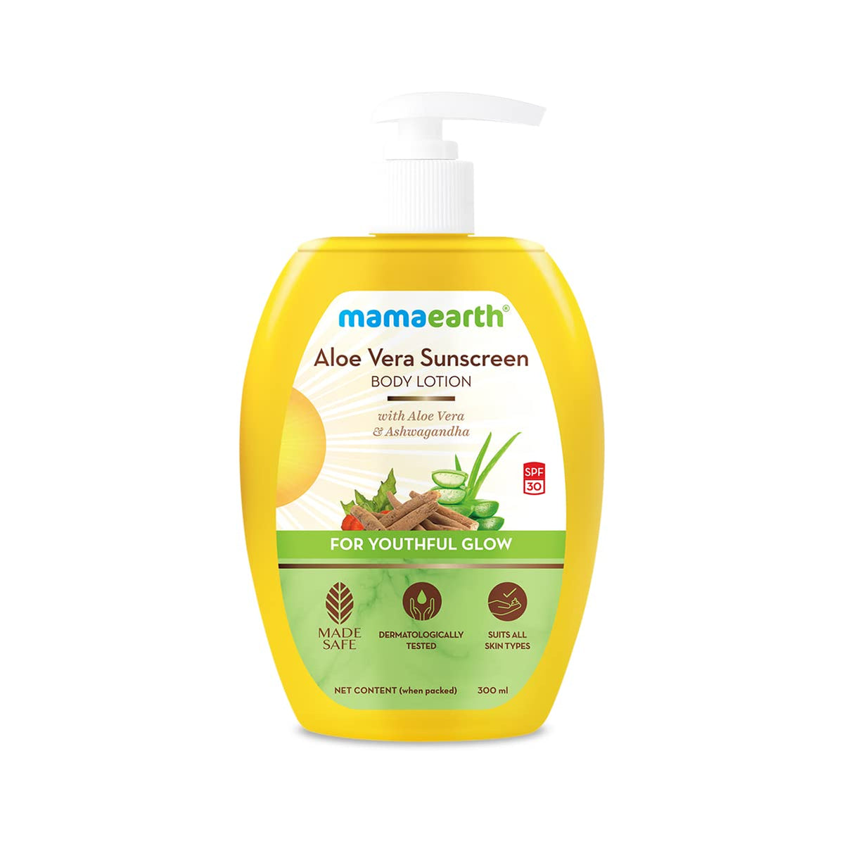 Mamaearth Aloe Vera Spf 30 Sunscreen Lotion - Prevents Tanning, Lightweight, 10.14 Fl Oz