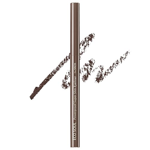 THESAEM Eco Soul Powerproof Slim Eyeliner - Smudge Proof Gel, 0.1g, BR03 Teddy Brown