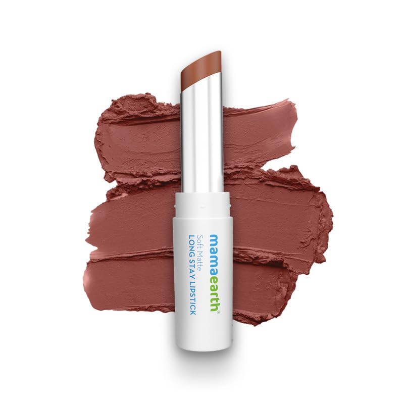 Mamaearth Mocha Brown Soft Matte Hydrating Lipstick | 12-Hour Waterproof Formula, 0.12Oz