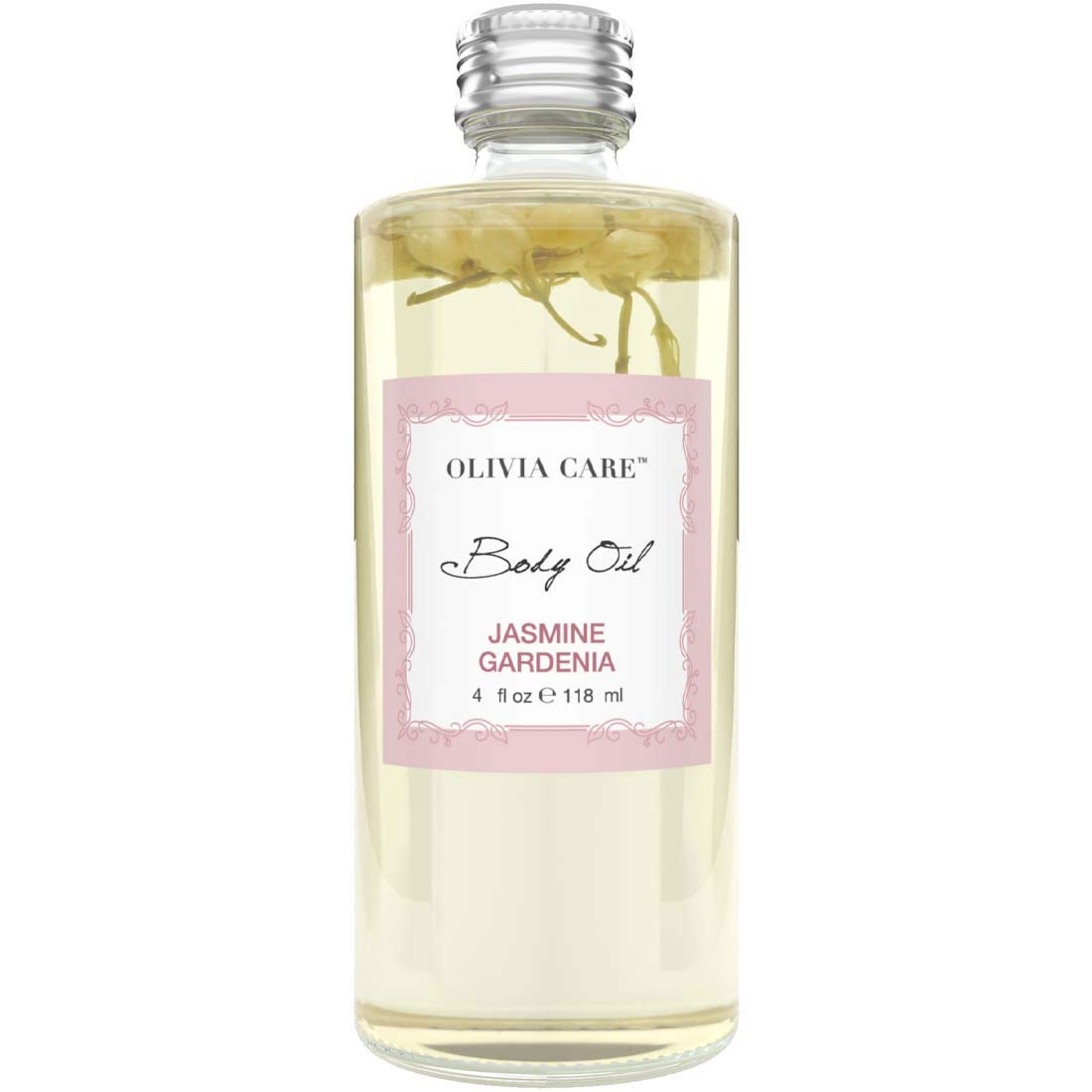 Olivia Care Jasmine Gardenia Body Oil - Vegan Hydrating Moisturizer With Vitamin E & Omega 4Oz