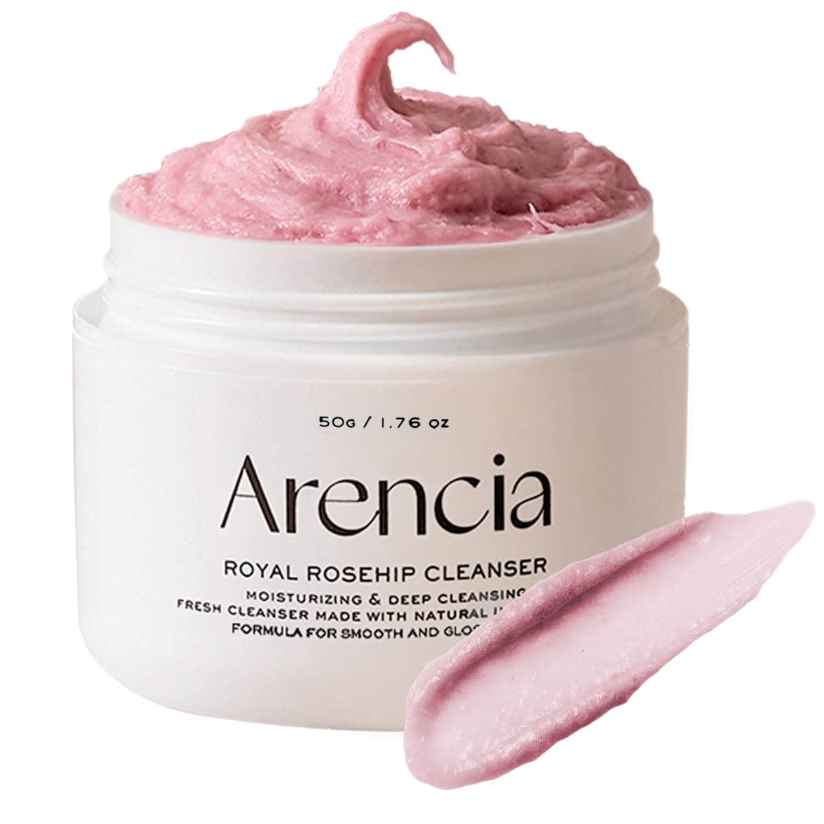 Arencia Rosehip Brightening Rice Mochi Cleanser & Scrub - Moisturizing & Exfoliating, 1.76Oz