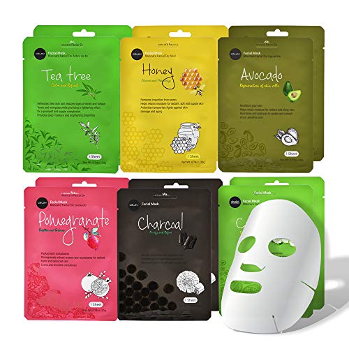 Celavi Essence Facial Mask - 24 Moisturizing Sheet Masks, 6 Flavors, K-Beauty Skincare, 4 Packs