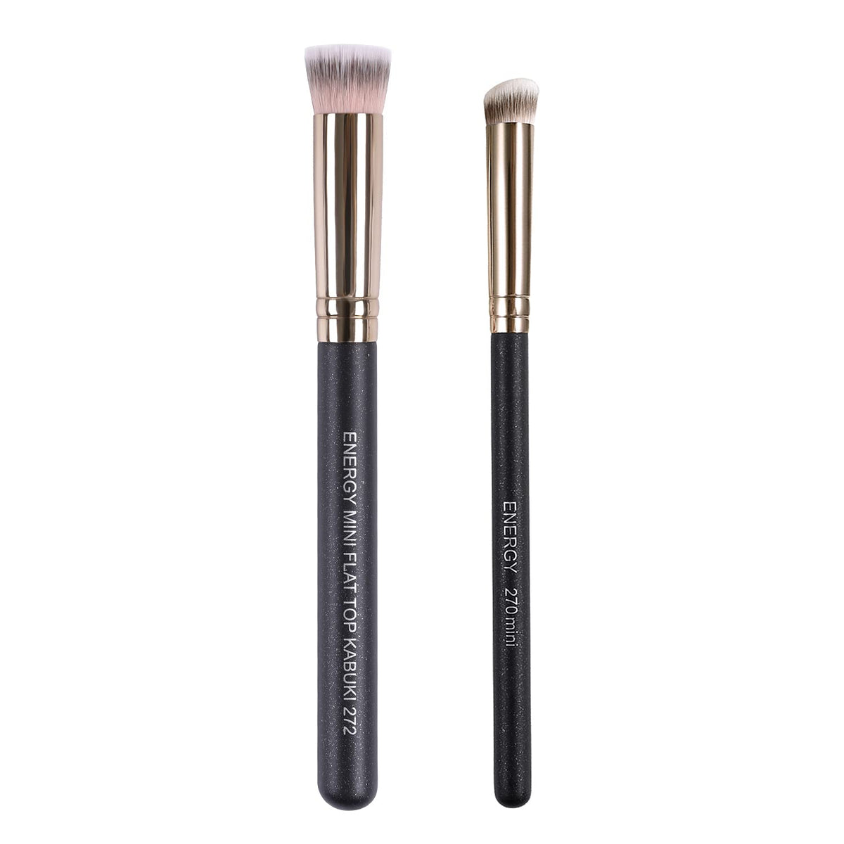 Energy Kabuki Brushes Set - Mini Flat Top & Slant Concealer Brush For Liquid & Cream Blending