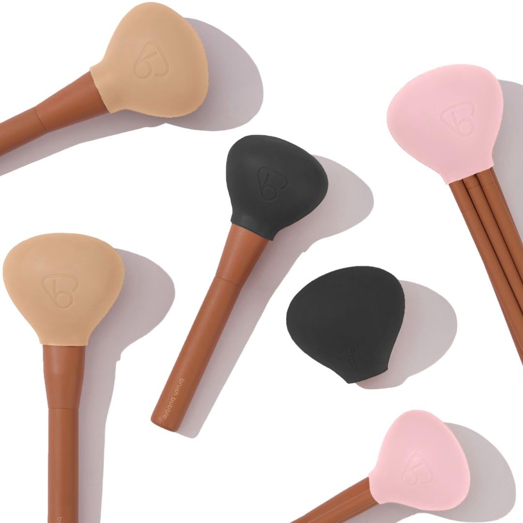 Brush Bubble Silicone Makeup Brush Covers - Travel Case, Universal Fit, Set Of 6, Multi-Color