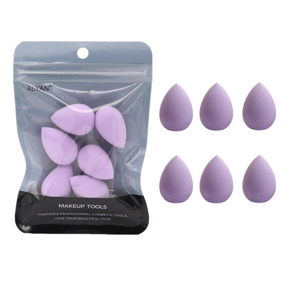 Jowxsx 6Pcs Purple Mini Makeup Sponge Set For Foundation, Powder, Concealer & Contour