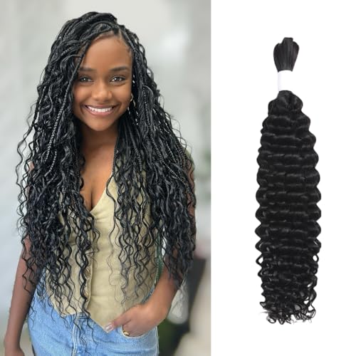 Nerumo 26&quot; Water Wave Human Braiding Hair 50G - 12A Brazilian Virgin For Boho Knotless Braids