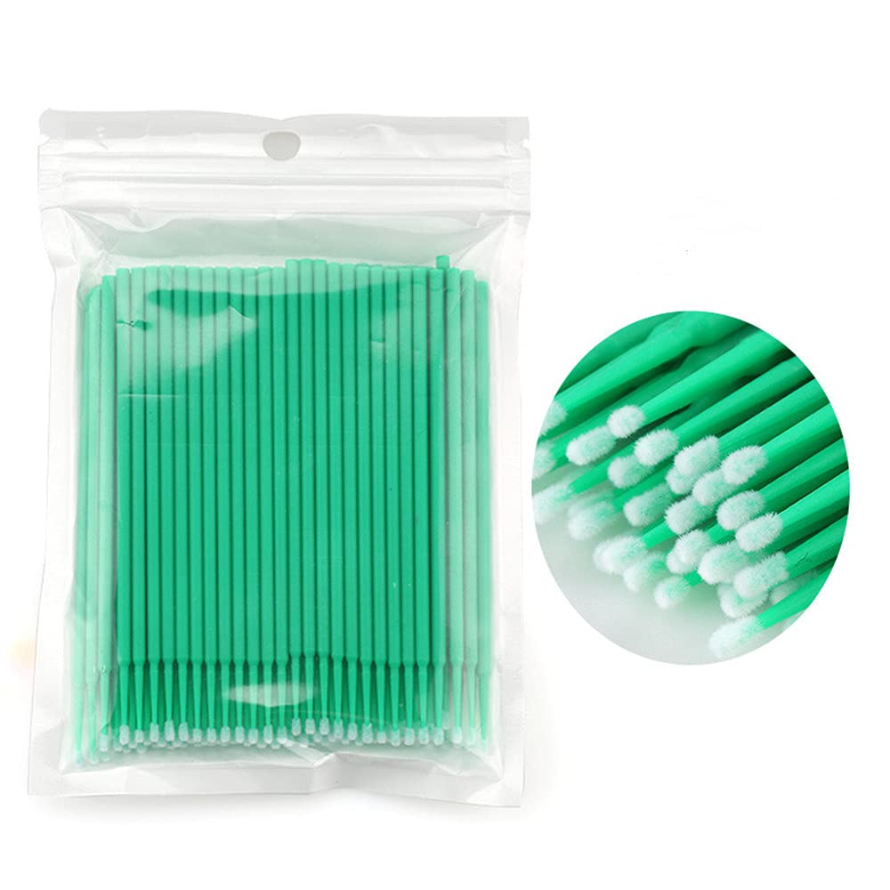 Mekupeu 400 Pcs Disposable Micro Brushes - Light Green Microfiber Lash Applicators, 2.0mm Head