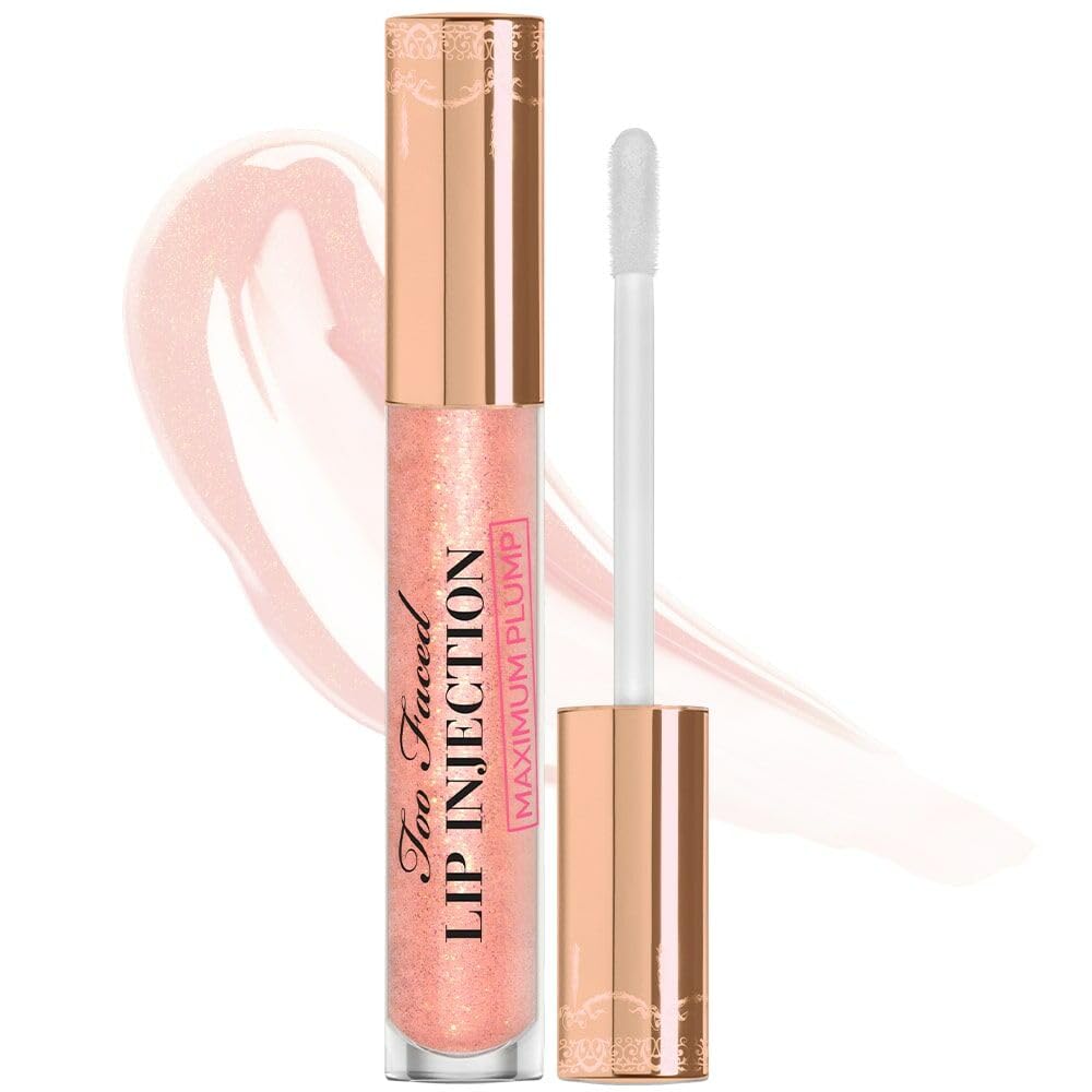 Too Faced Lip Injection Maximum Plump Gloss - Hydrating Lip Plumper, Cotton Candy Kisses, 0.14 Oz