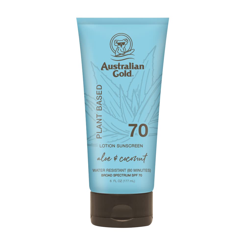 Australian Gold Spf 70 Plant-Based Lotion, 6 Fl Oz - Sunscreen For Outdoor Protection